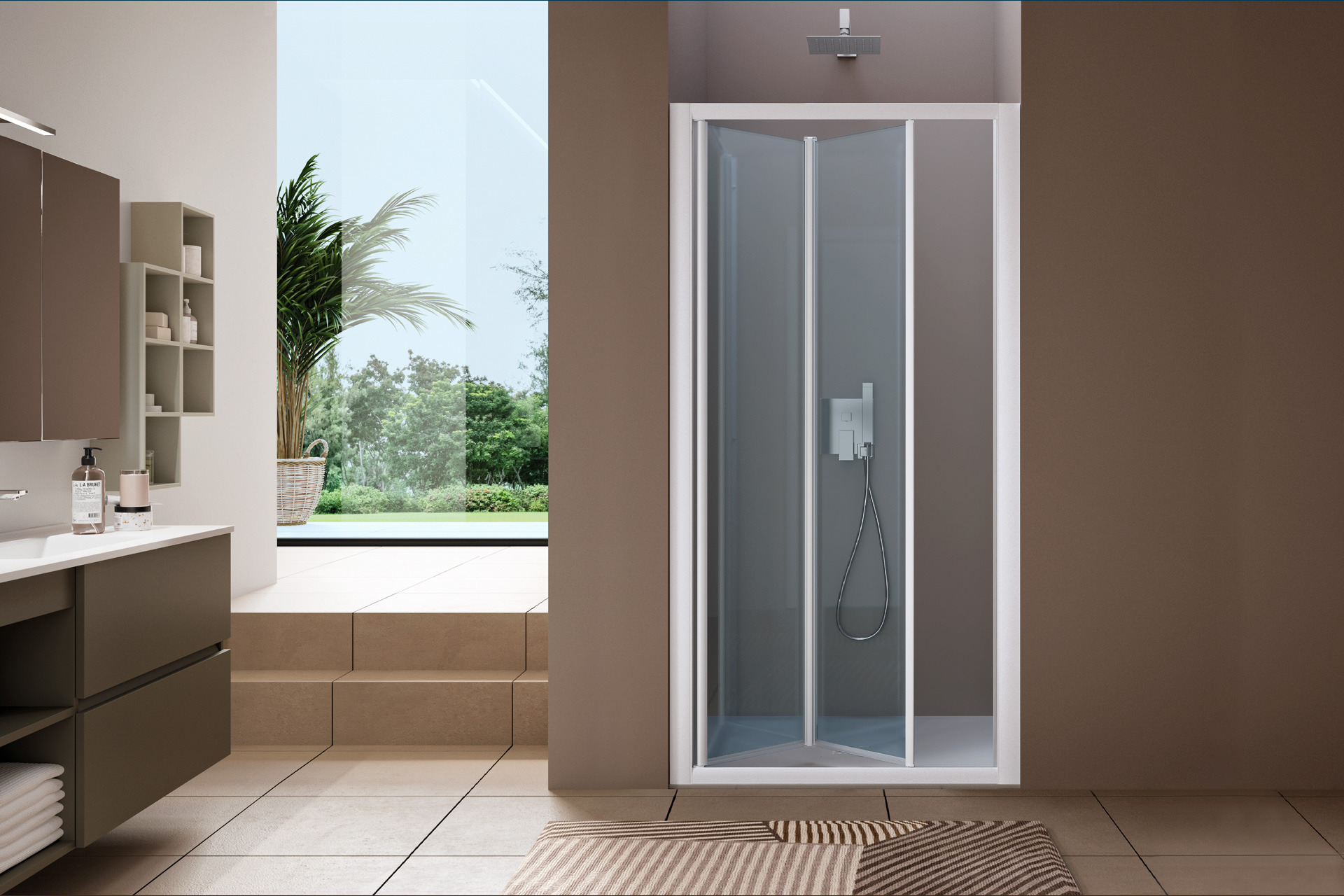 Porte de douche à deux panneaux pliants