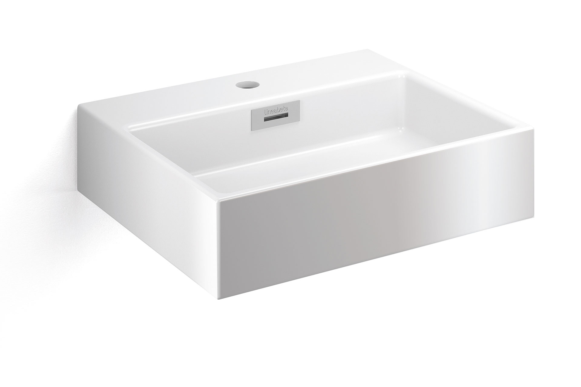 Countertop washbasin with tap hole, without waste water drain